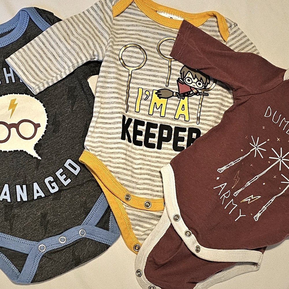Harry Potter Baby Footies - Gray, Yellow, Maroon